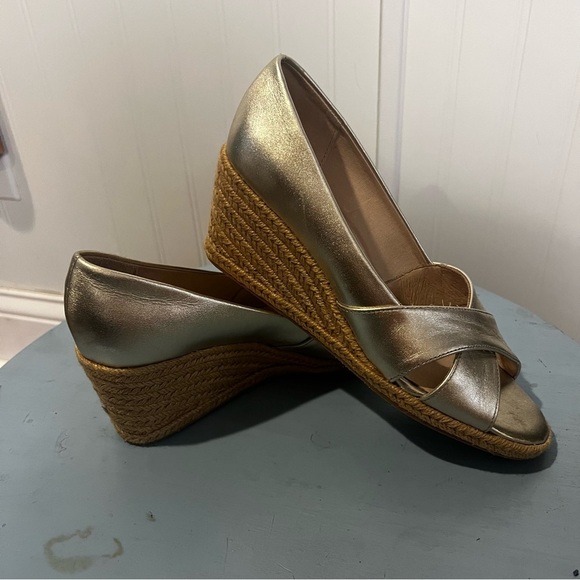 Jack Rogers Palmer Crisscross Wedge Espadrille Sandals in Metallic Gold size 7.5 - Picture 9 of 15